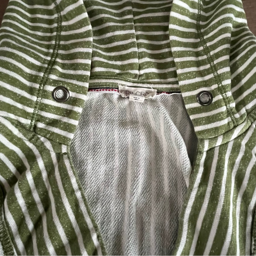 Anthropologie Sweatshirt Women‎ Pilcro Wharfside Hoodie Green Stripe Pullover - Picture 5 of 11